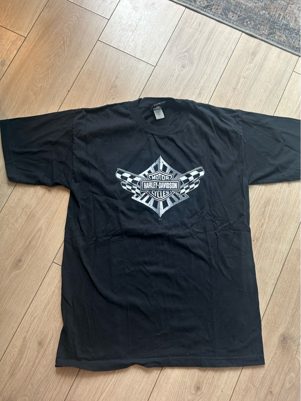 Harley-Davidson Black Tee with White Checkered Logo